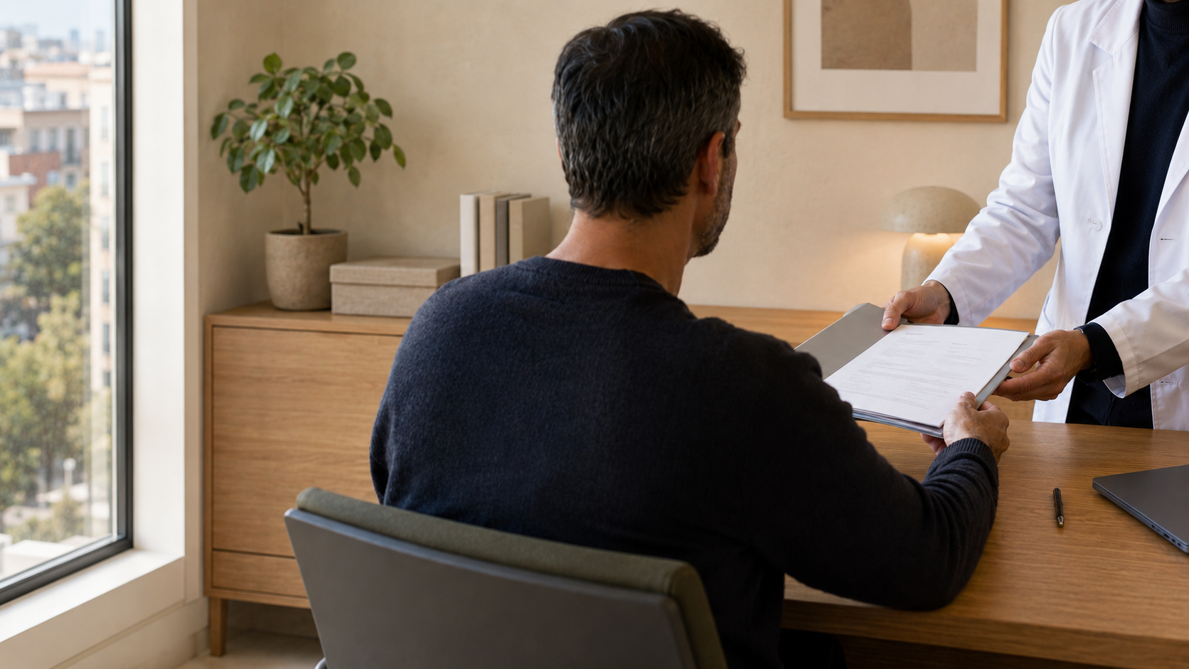 Confidential andrology consultation and discussion of a medical report